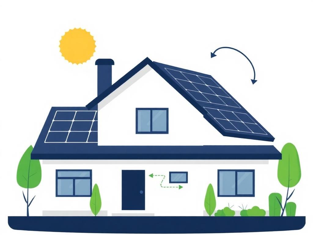 Illustration d'une maison équipée de panneaux photovoltaïques en autoconsommation